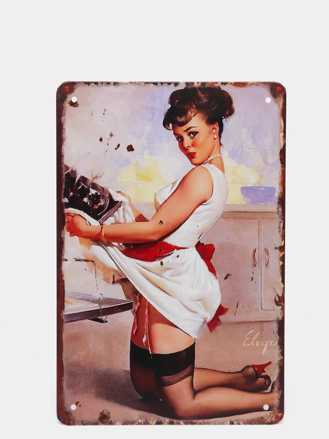 Зеленый винтажные жестяные таблички "Pin up Girls"