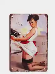 Зеленый винтажные жестяные таблички "Pin up Girls"