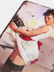 Зеленый винтажные жестяные таблички "Pin up Girls"