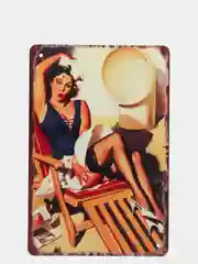 Горчичный винтажные жестяные таблички "Pin up Girls"