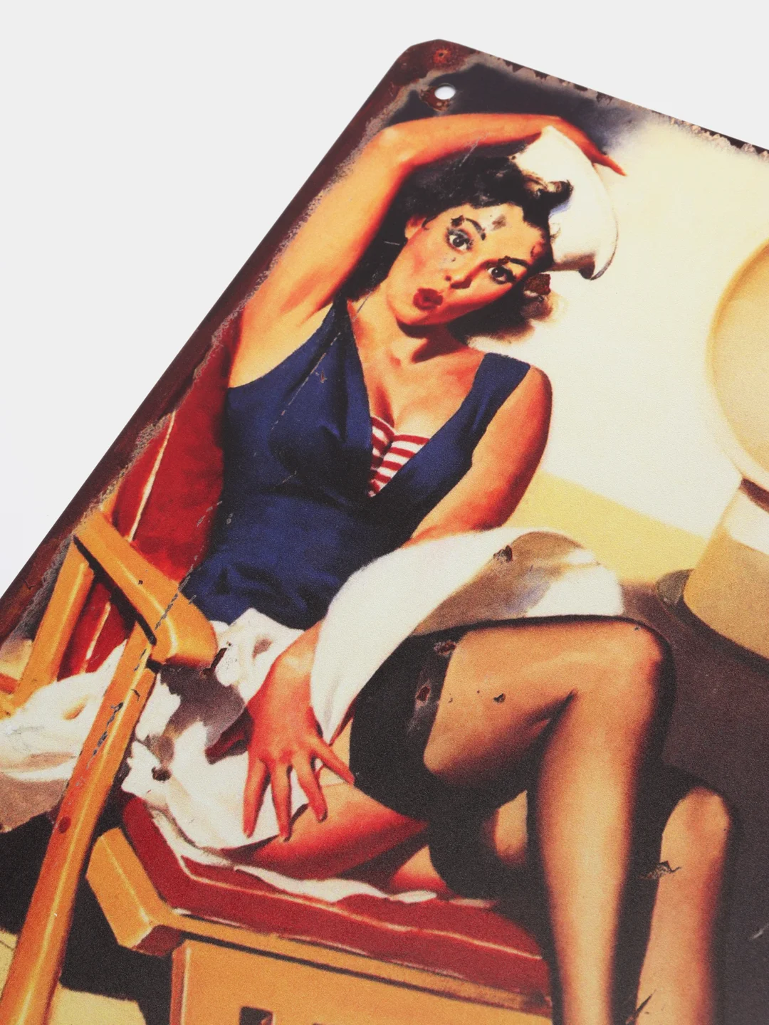 Горчичный винтажные жестяные таблички "Pin up Girls"