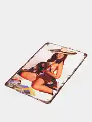 Голубой винтажные жестяные таблички "Pin up Girls"