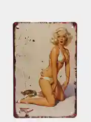 Бордовый винтажные жестяные таблички "Pin up Girls"