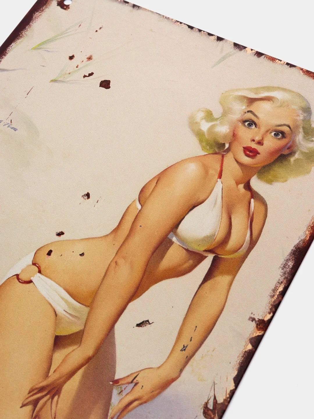 Бордовый винтажные жестяные таблички "Pin up Girls"
