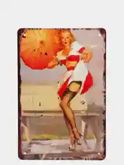 Бирюзовый винтажные жестяные таблички "Pin up Girls"