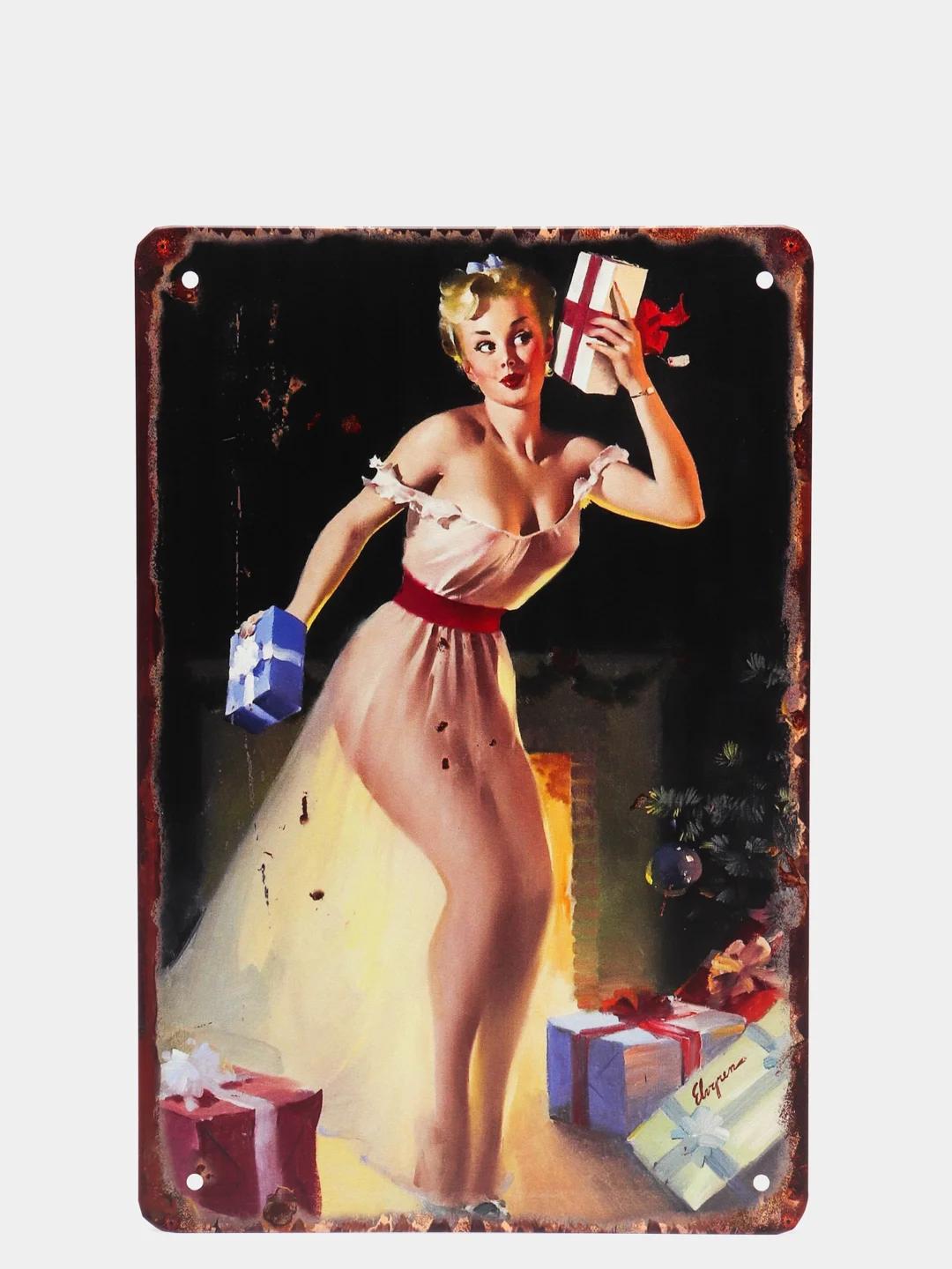 Белый винтажные жестяные таблички "Pin up Girls"