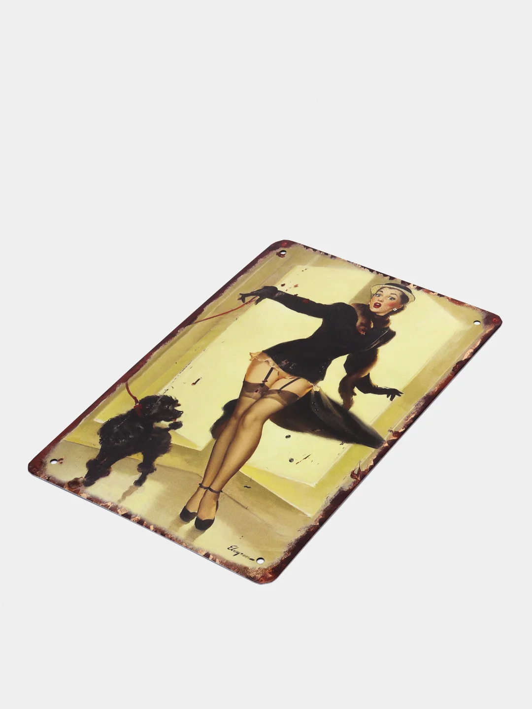 Бежевый меланж винтажные жестяные таблички "Pin up Girls"