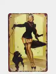Бежевый меланж винтажные жестяные таблички "Pin up Girls"