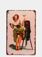 Бежевый винтажные жестяные таблички "Pin up Girls"