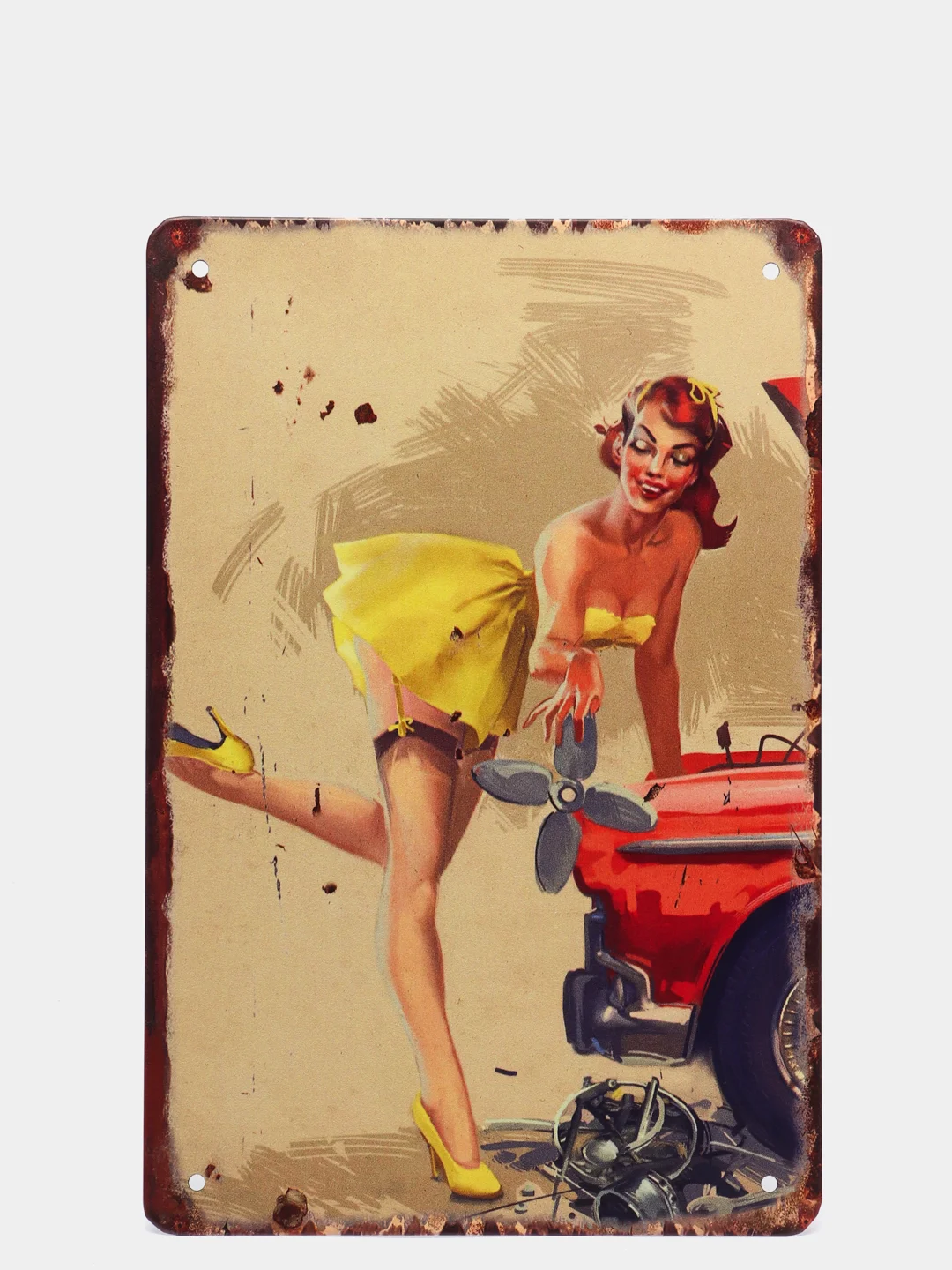 Багровый винтажные жестяные таблички "Pin up Girls"