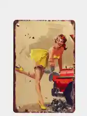 Багровый винтажные жестяные таблички "Pin up Girls"