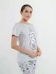 Серебряный пижама для дома женская, комплект: футболка и брюки, 100% хлопок, размеры 46-66