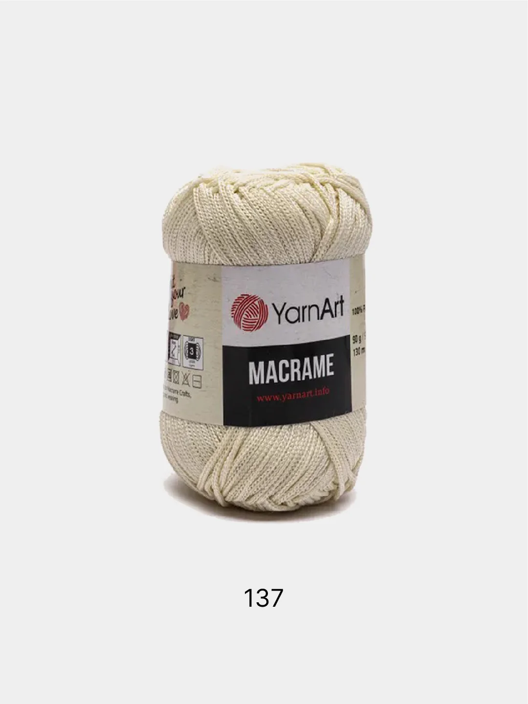 Прозрачный пряжа YarnArt Macrame, шнур полиэфирный для вязания и макраме, полиэстер, 90 г, 130 м, 2мм