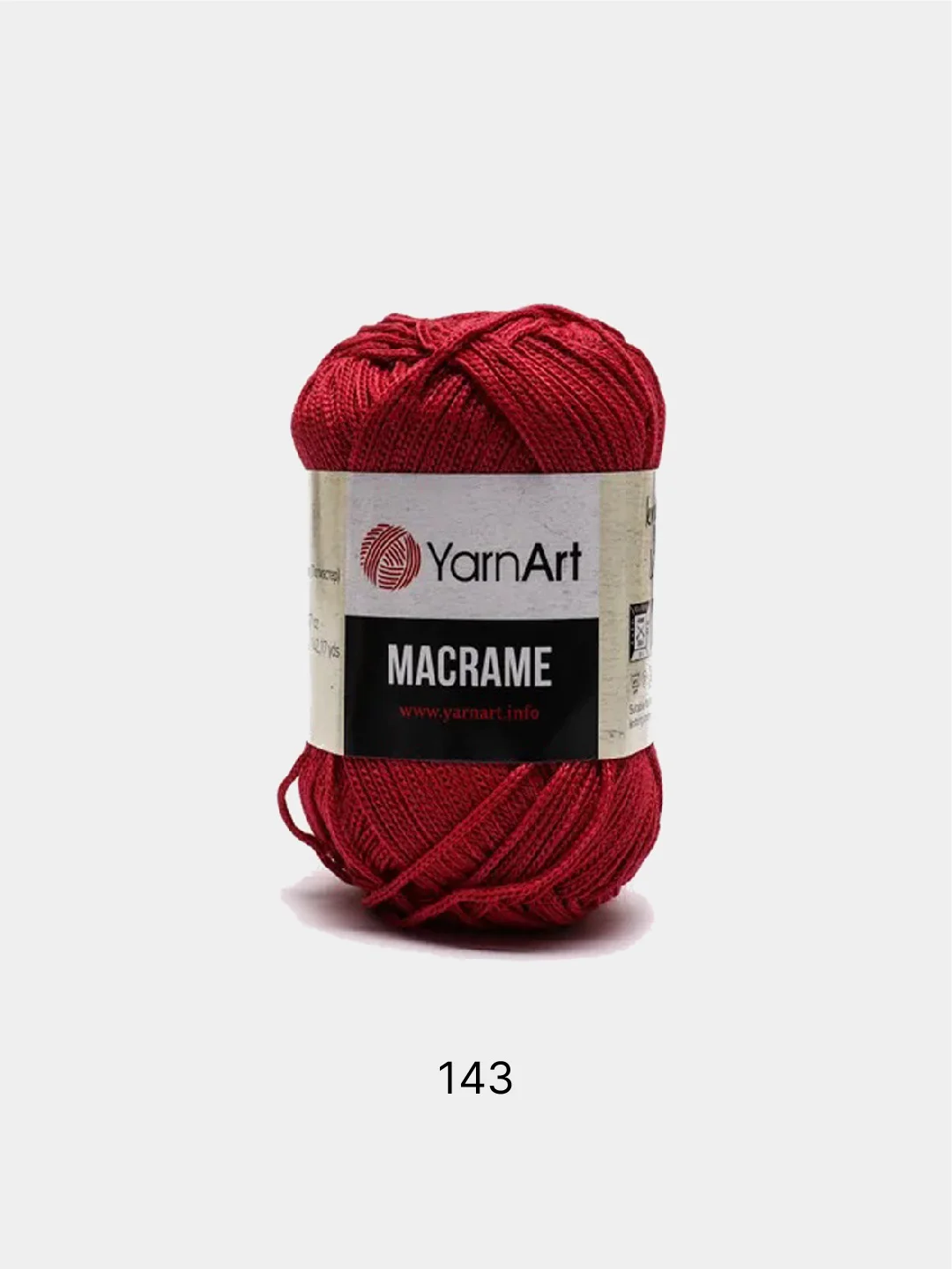 Красный пряжа YarnArt Macrame, шнур полиэфирный для вязания и макраме, полиэстер, 90 г, 130 м, 2мм