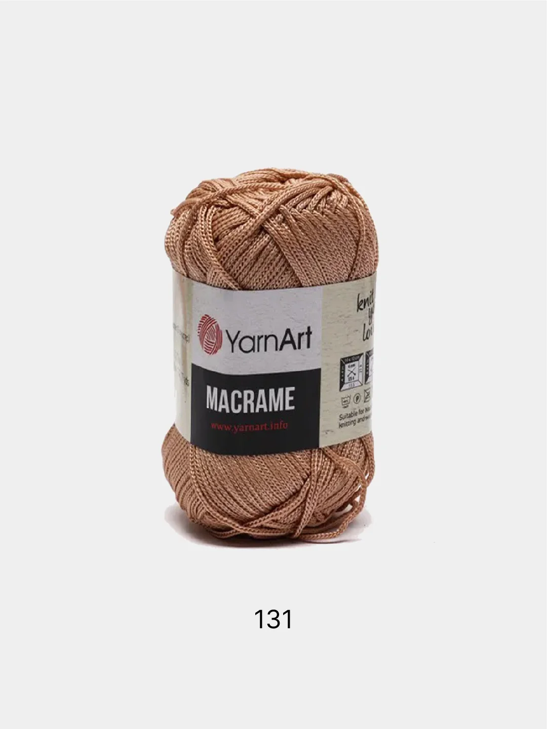 Бежевый пряжа YarnArt Macrame, шнур полиэфирный для вязания и макраме, полиэстер, 90 г, 130 м, 2мм