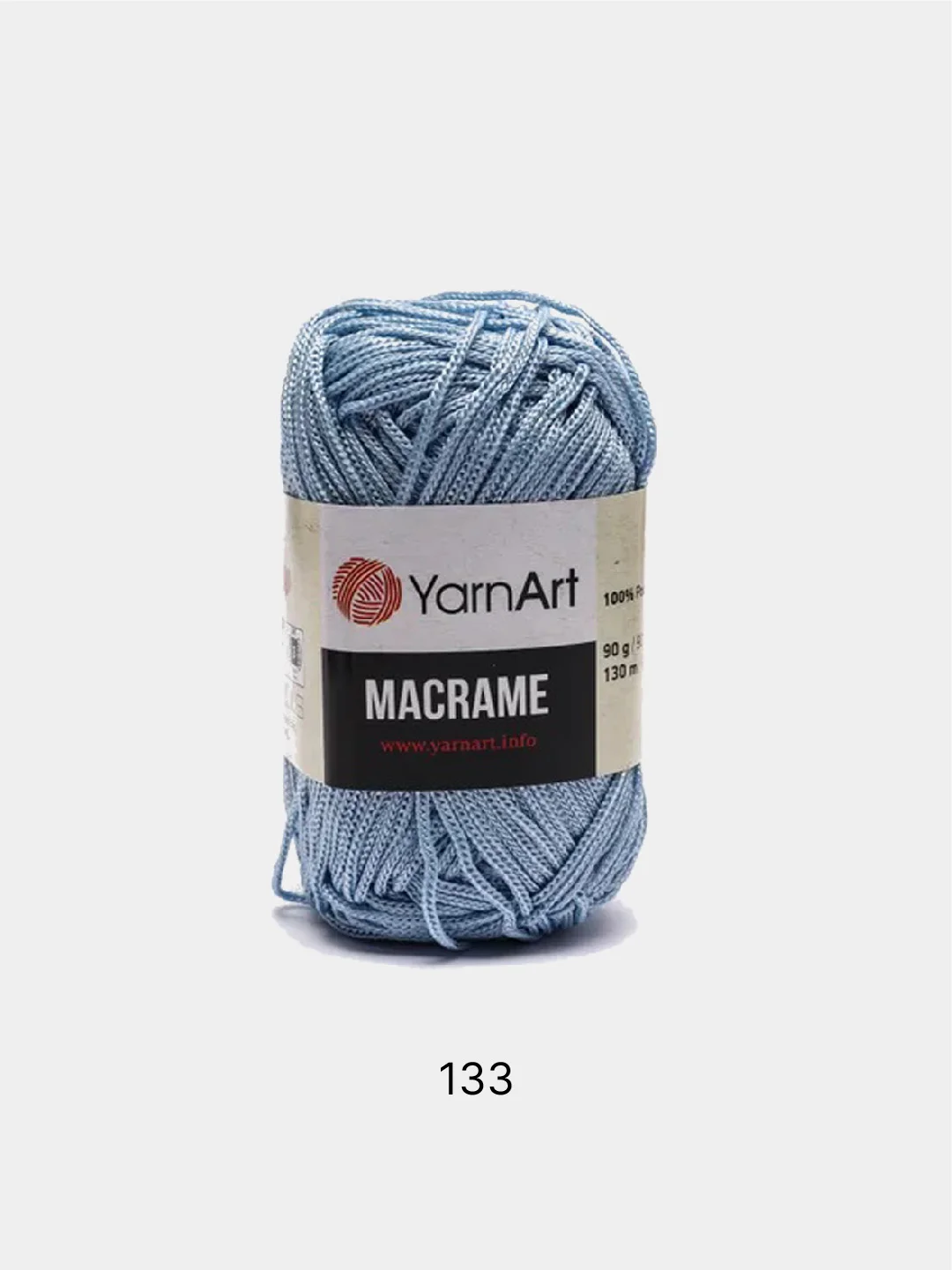 Голубой пряжа YarnArt Macrame, шнур полиэфирный для вязания и макраме, полиэстер, 90 г, 130 м, 2мм
