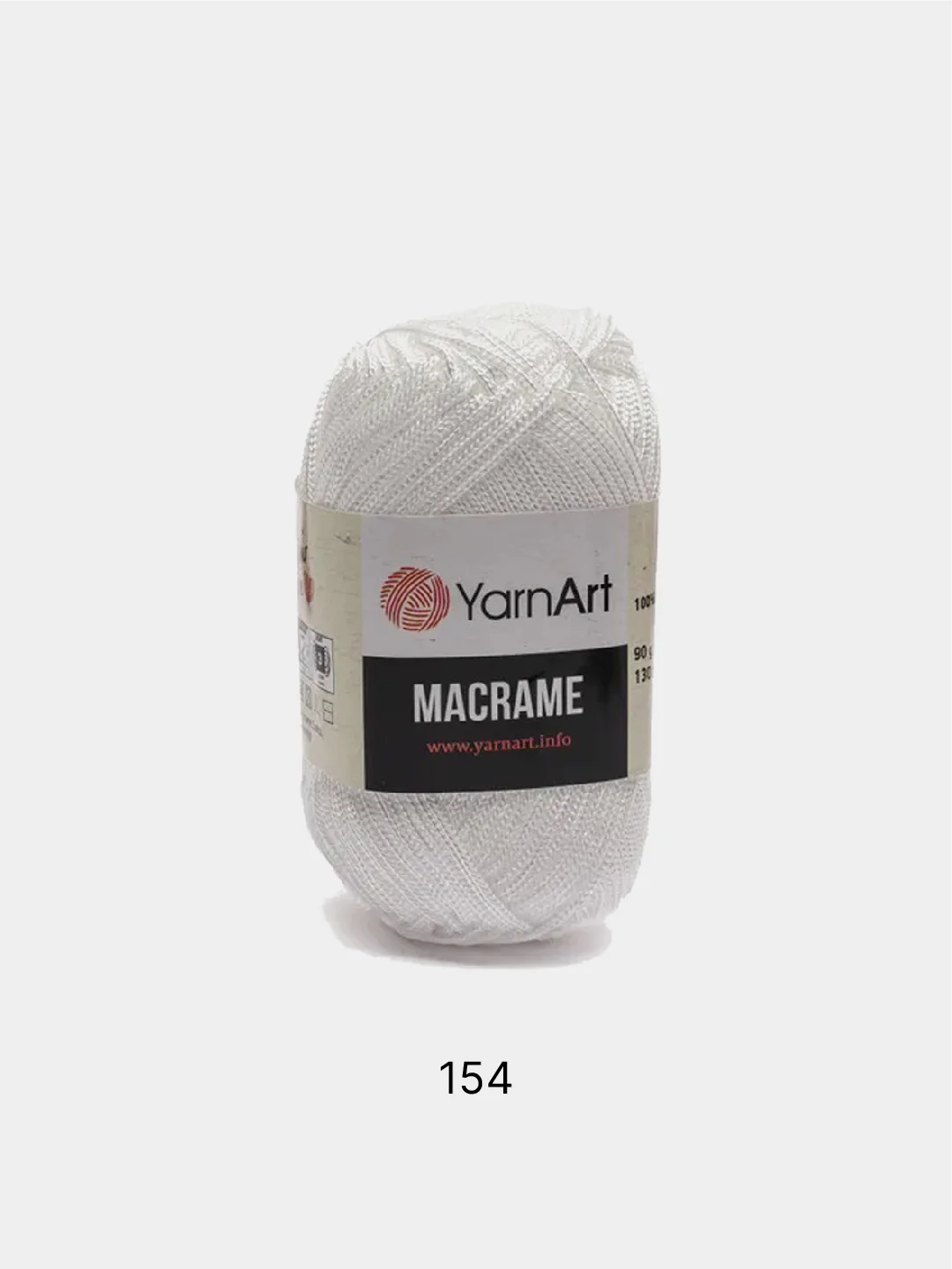 Белый пряжа YarnArt Macrame, шнур полиэфирный для вязания и макраме, полиэстер, 90 г, 130 м, 2мм