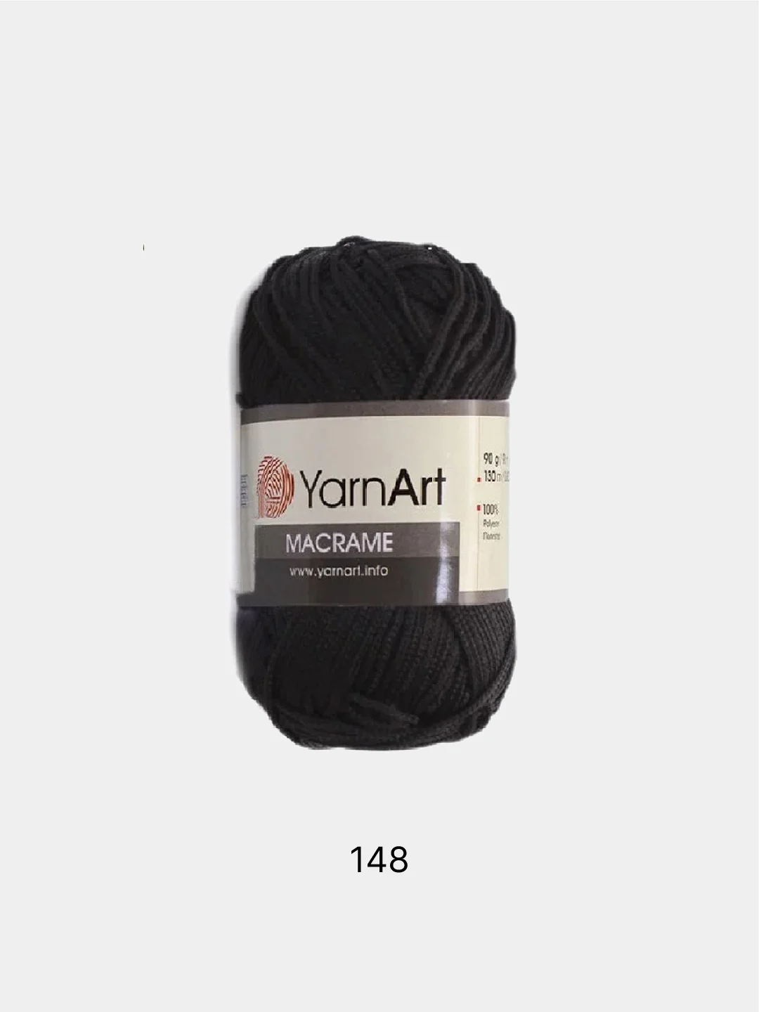 Черный пряжа YarnArt Macrame, шнур полиэфирный для вязания и макраме, полиэстер, 90 г, 130 м, 2мм