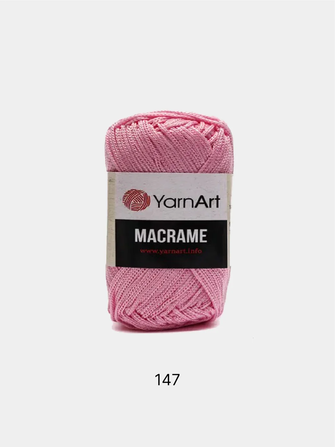 Розовый пряжа YarnArt Macrame, шнур полиэфирный для вязания и макраме, полиэстер, 90 г, 130 м, 2мм