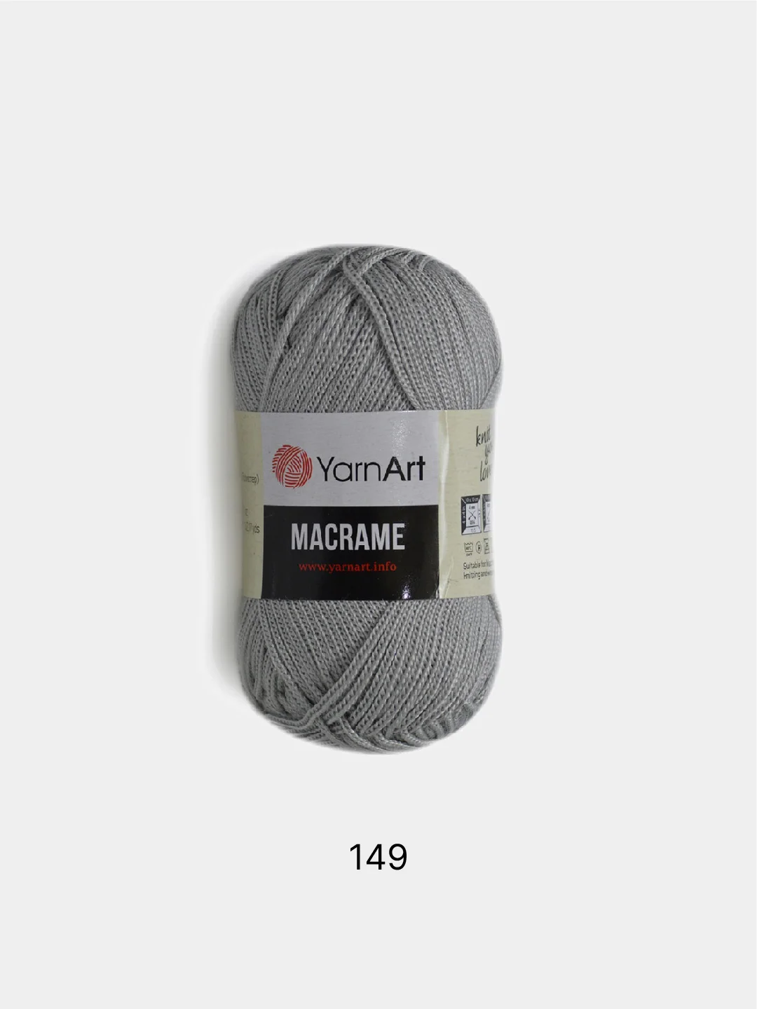 Серебряный пряжа YarnArt Macrame, шнур полиэфирный для вязания и макраме, полиэстер, 90 г, 130 м, 2мм