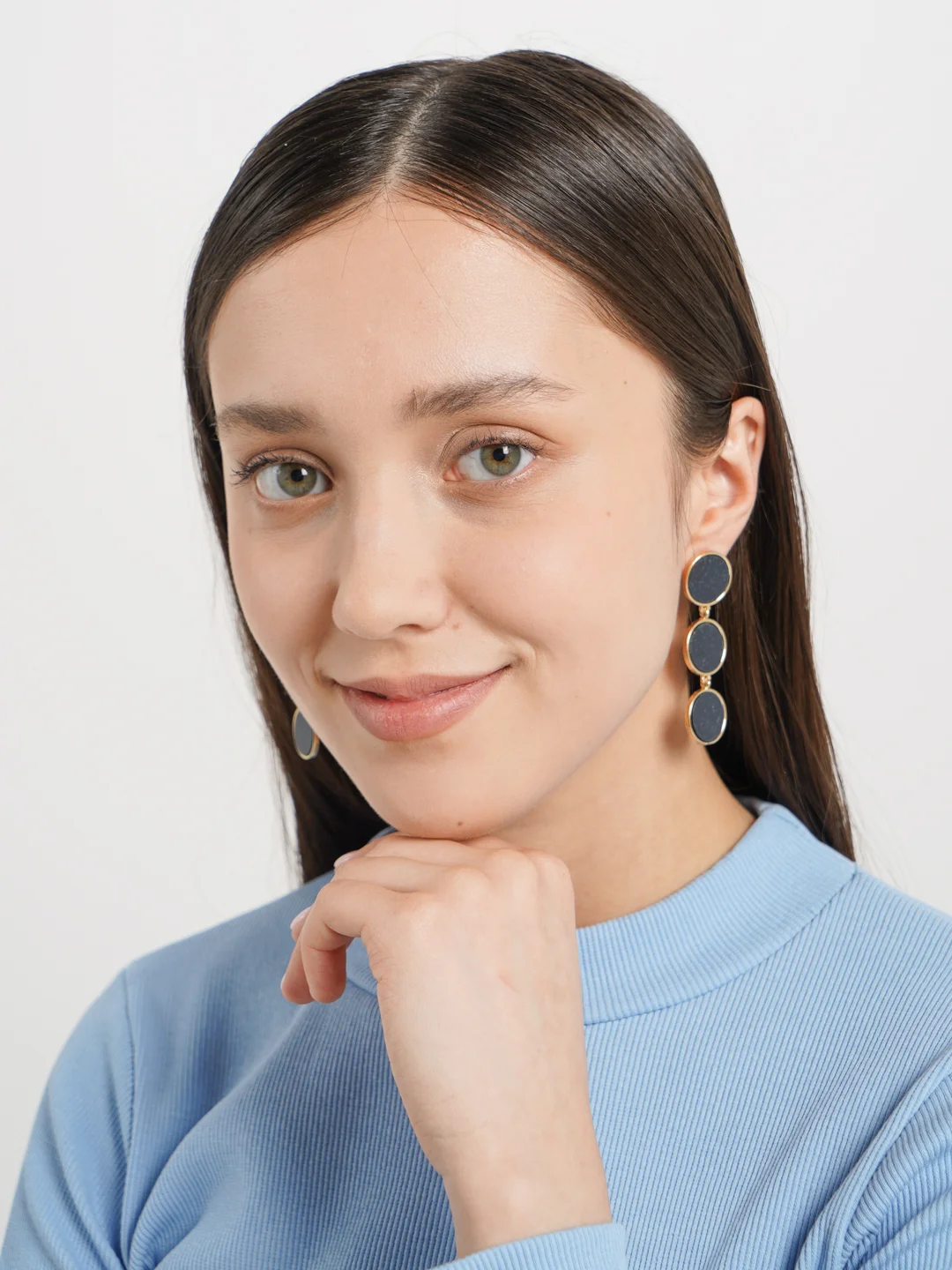 Зеленый серьги женские, классические