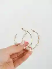 Белый серьги-кольца женские, с жемчугом
