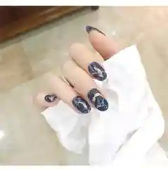 Индиго накладные ногти с дизайном