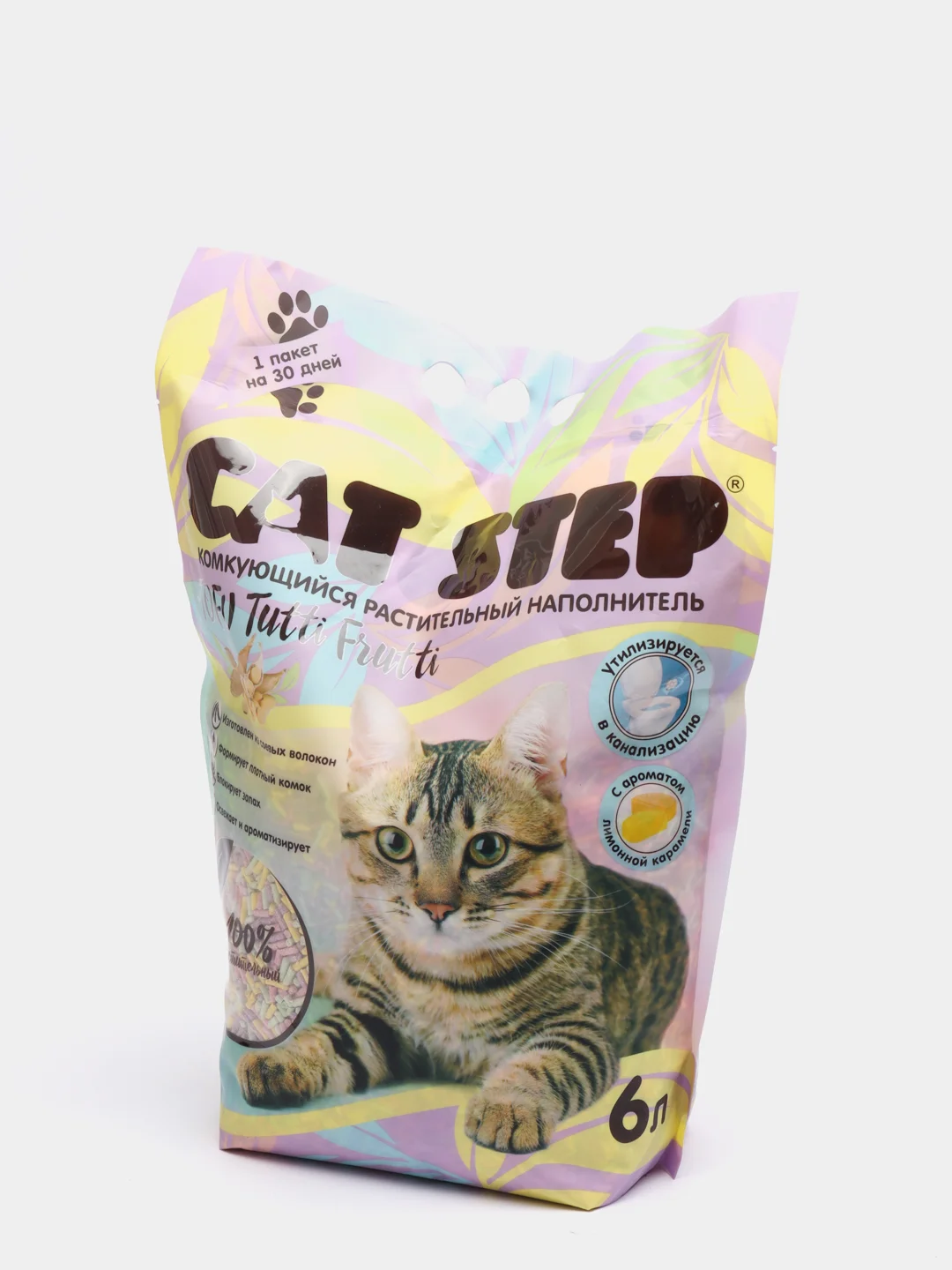 Наполнитель комкующийся соевый Cat Step Tofu Tutti Frutti "Лимонная карамель", 6 л