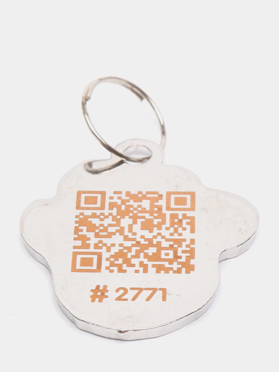 Зеленый адресник с QR кодом для домашних питомцев "Лапка", не требующий гравировки