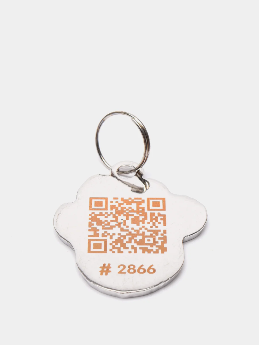 Черный адресник с QR кодом для домашних питомцев "Лапка", не требующий гравировки