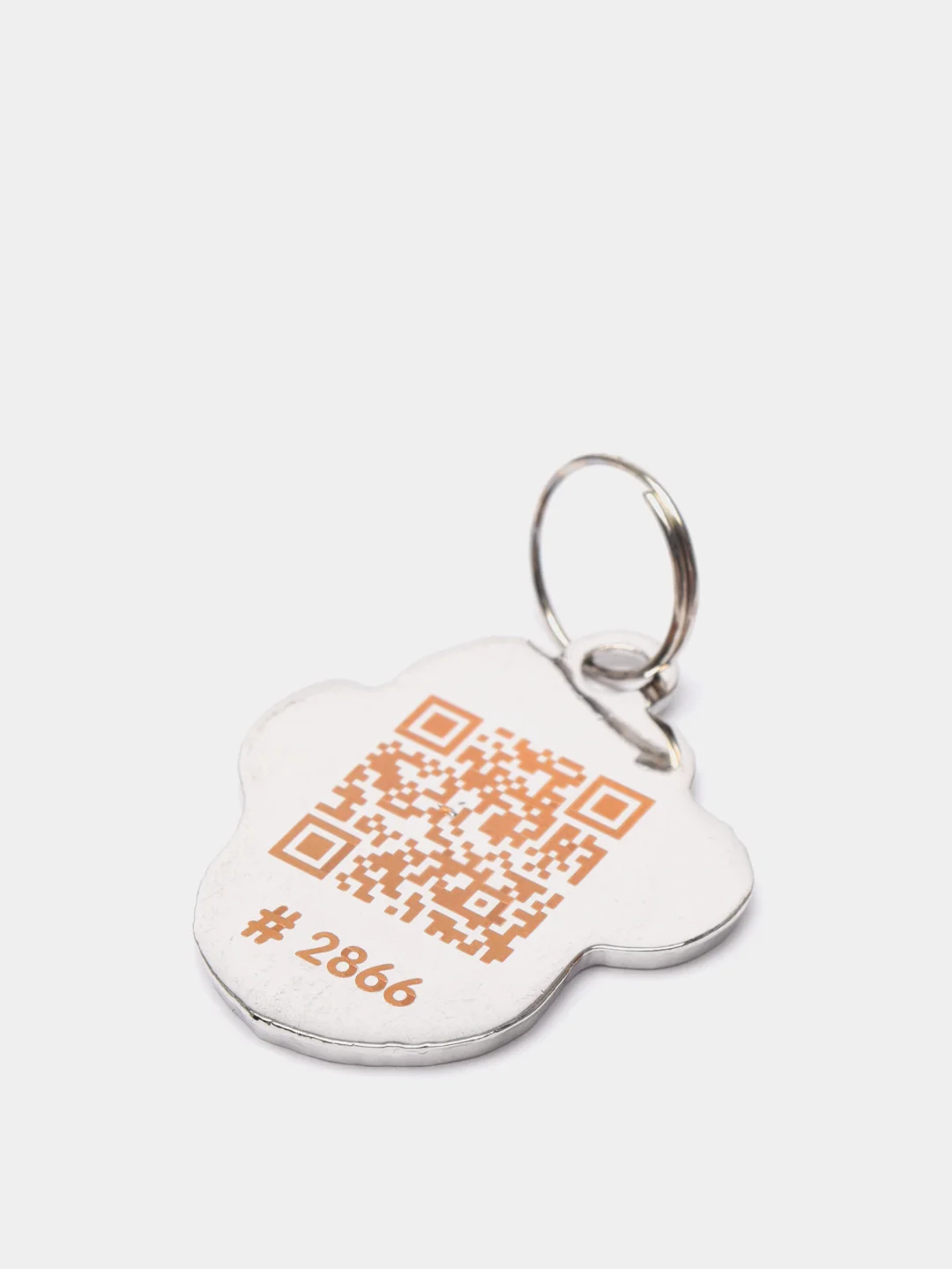 Черный адресник с QR кодом для домашних питомцев "Лапка", не требующий гравировки