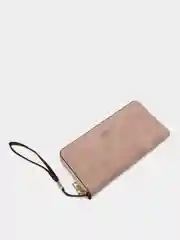 Розовый женский кошелек, на молнии, с ремешком