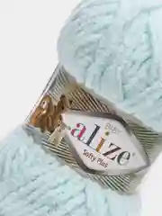 Мятный пряжа плюшевая Alize Softy Plus, микрополиэстер, 100 г, 120 м
