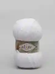 Белый пряжа плюшевая Alize Softy Plus, микрополиэстер, 100 г, 120 м