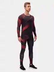 Багровый мужской спортивный костюм: рашгард и тайтсы