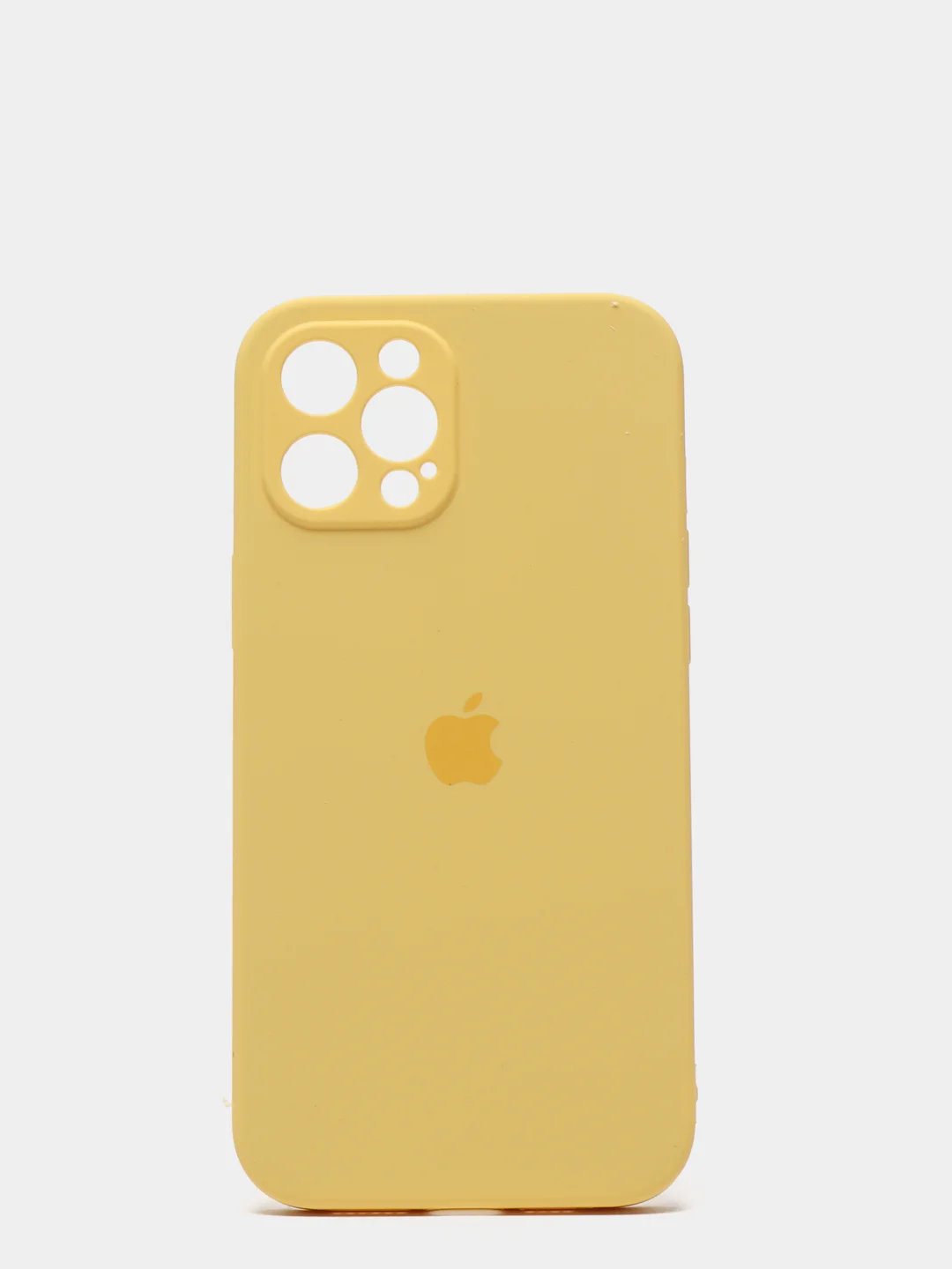 Желтый силиконовый чехол iPhone 12 Pro Max, Silicone Case, с закрытым низом и защитой камеры