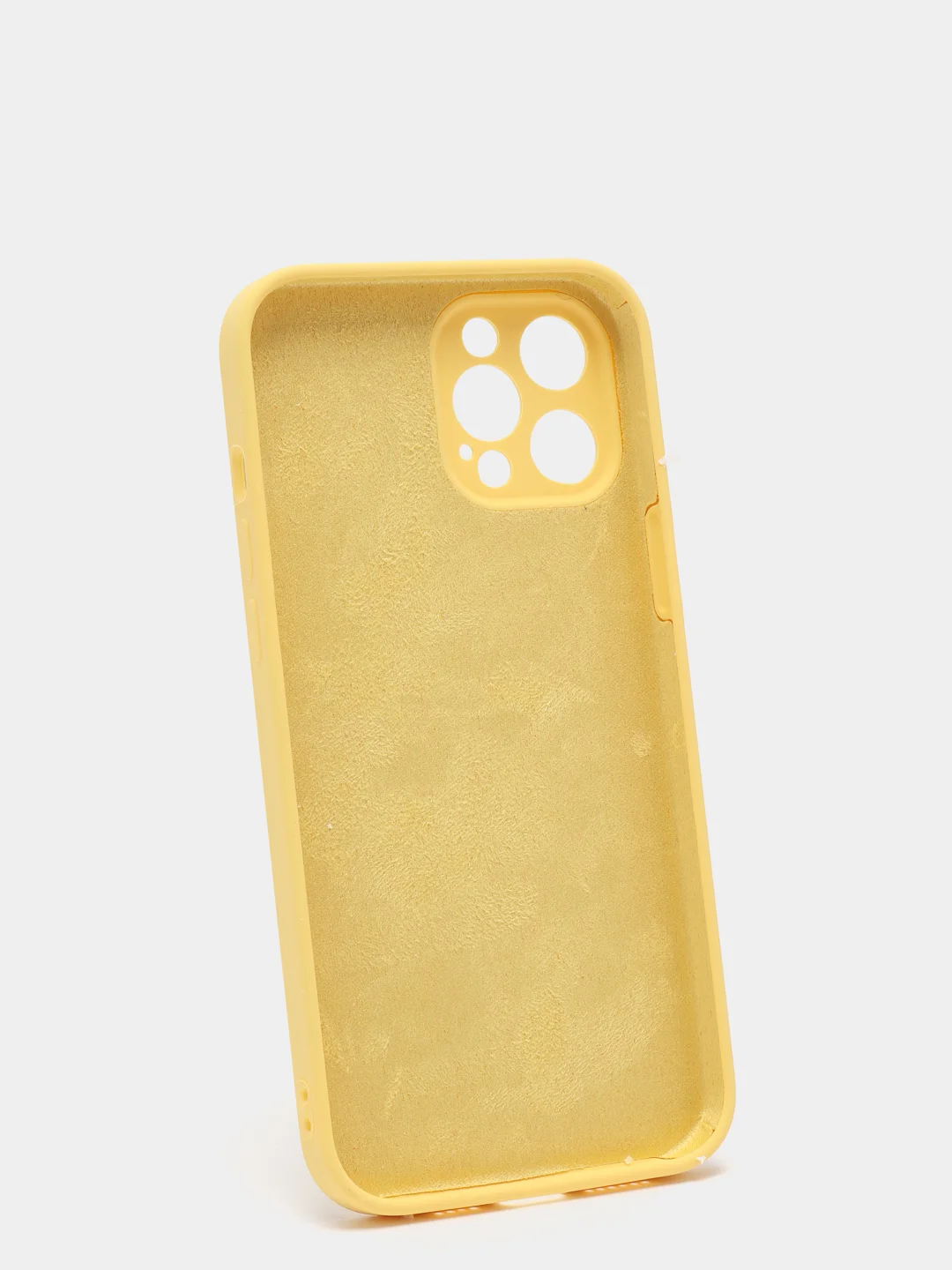 Желтый силиконовый чехол iPhone 12 Pro Max, Silicone Case, с закрытым низом и защитой камеры
