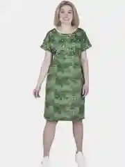 Зеленый платье женское, из хлопка, большие размеры