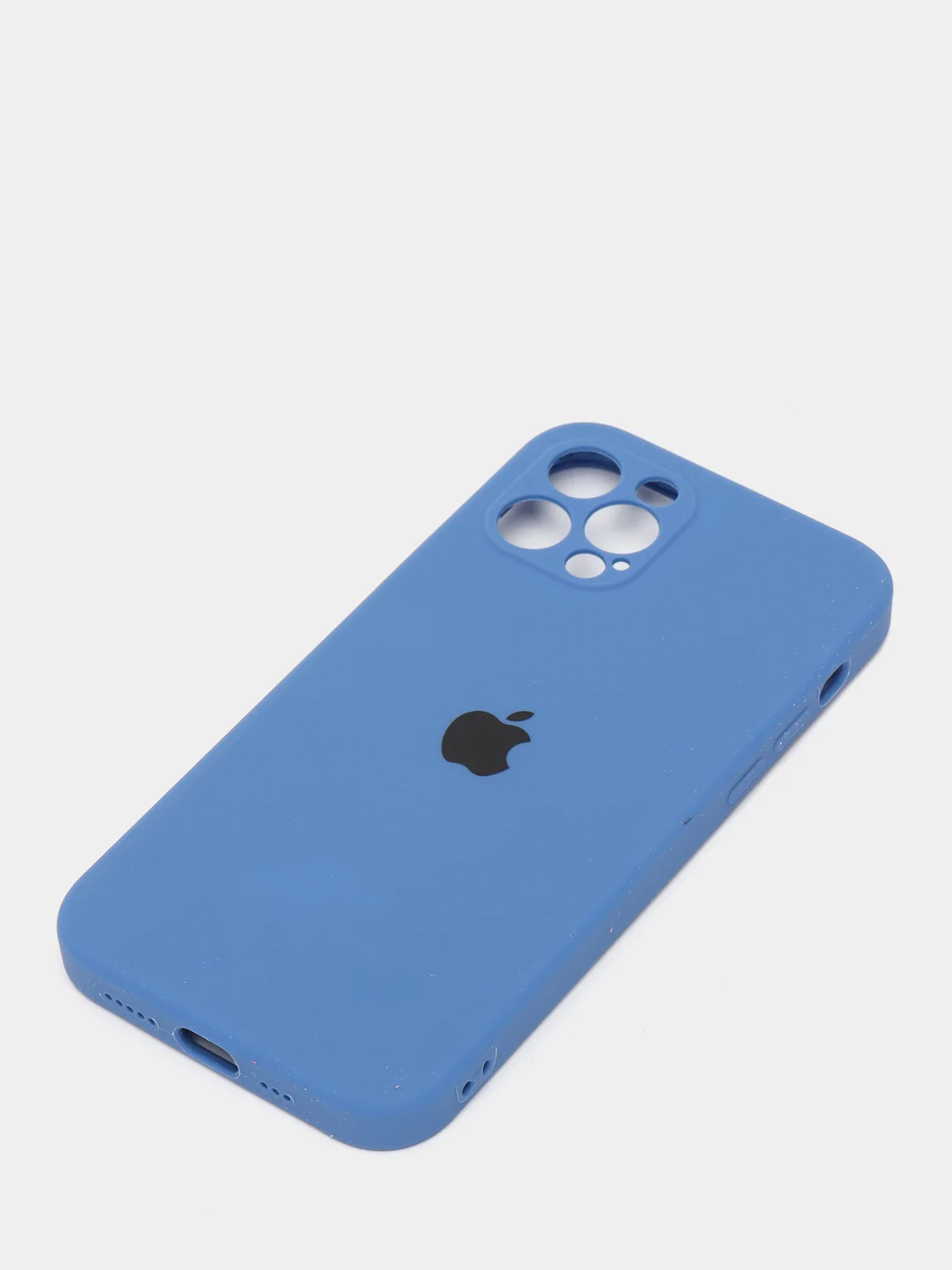 Синий силиконовый чехол iPhone 12 Pro, Silicone Case, с закрытым низом и защитой камеры