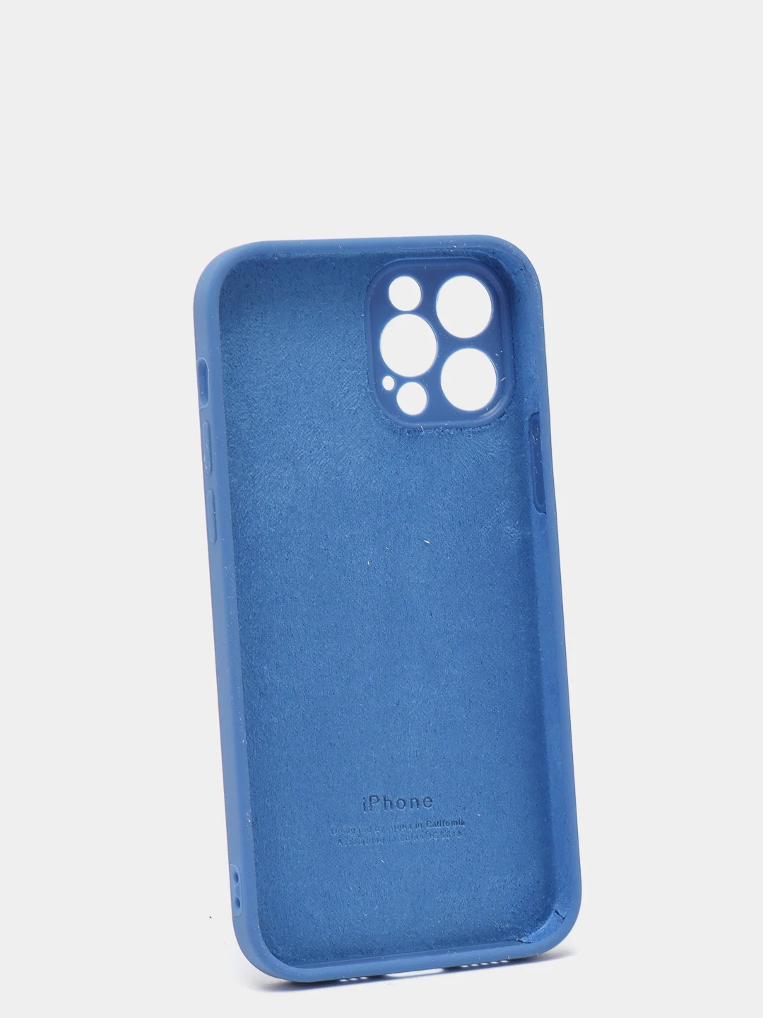 Синий силиконовый чехол iPhone 12 Pro, Silicone Case, с закрытым низом и защитой камеры