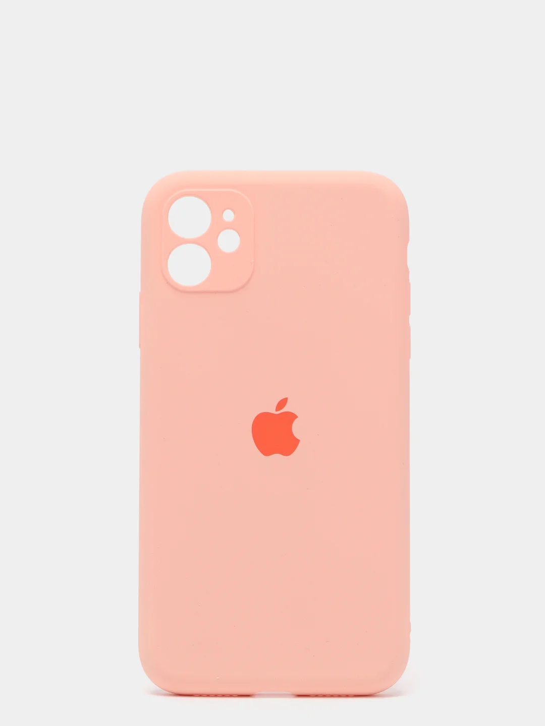 Розовый силиконовый чехол iPhone 11, Silicone Case, с закрытым низом и защитой камеры