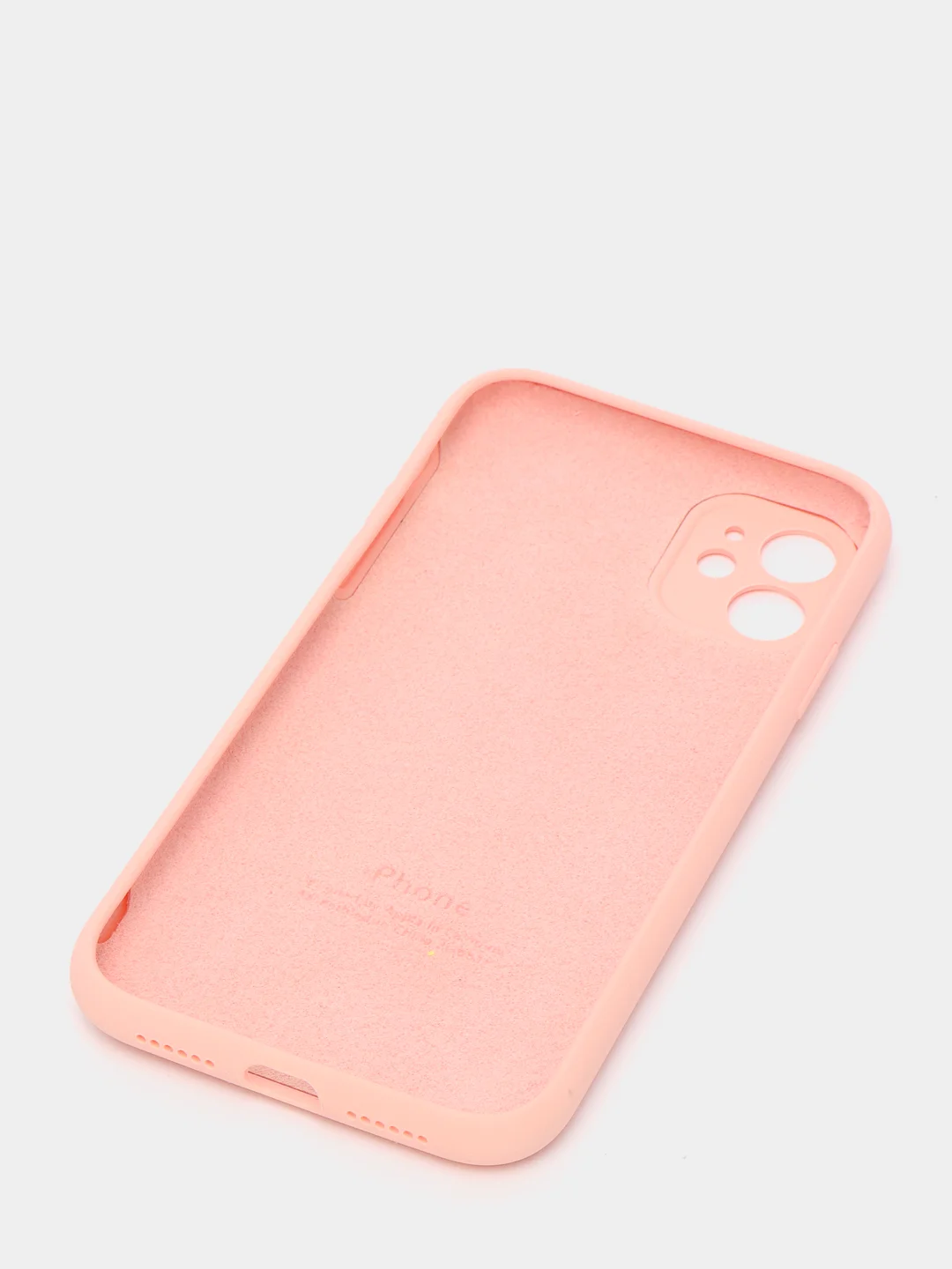 Розовый силиконовый чехол iPhone 11, Silicone Case, с закрытым низом и защитой камеры