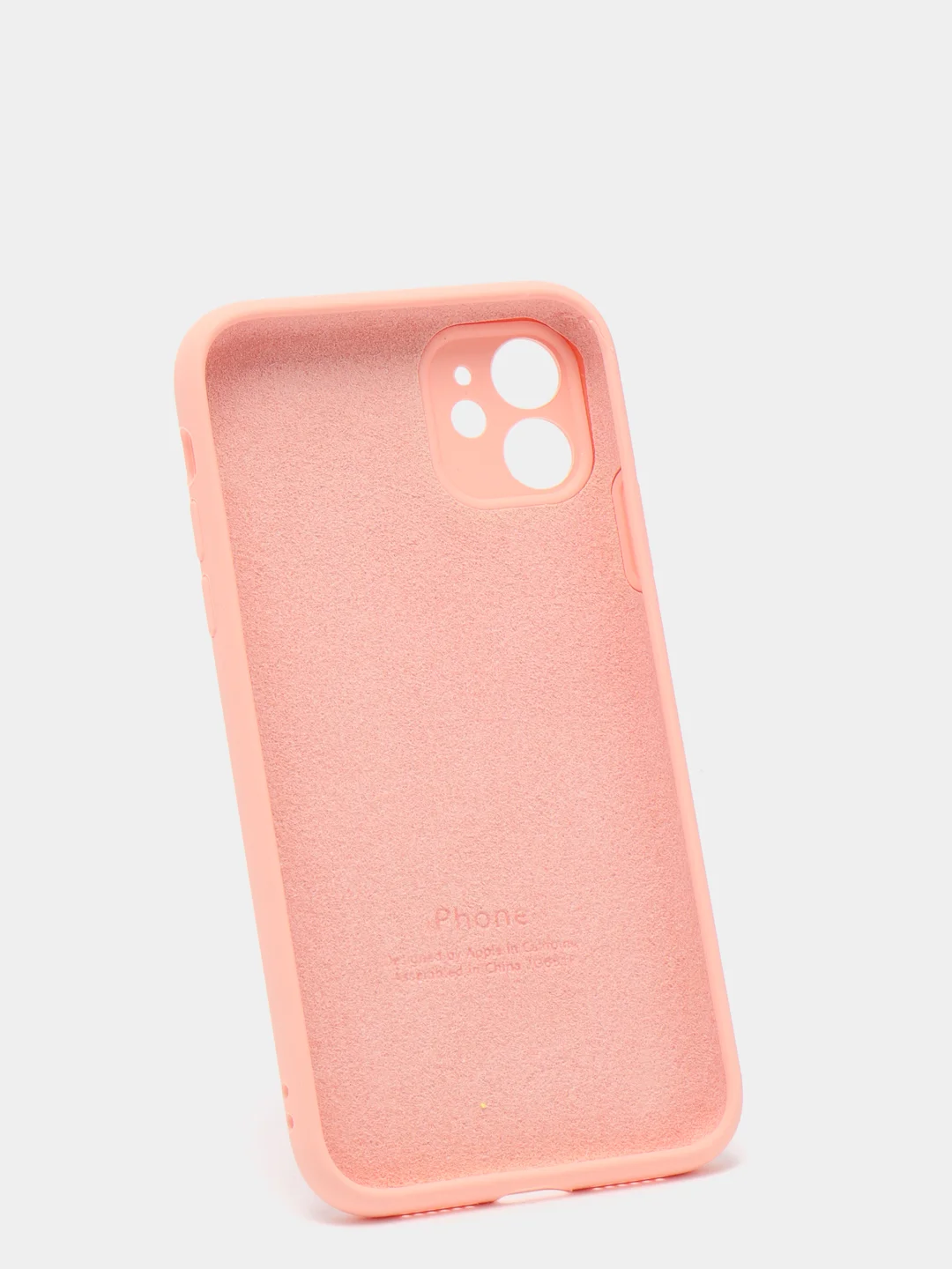 Розовый силиконовый чехол iPhone 11, Silicone Case, с закрытым низом и защитой камеры
