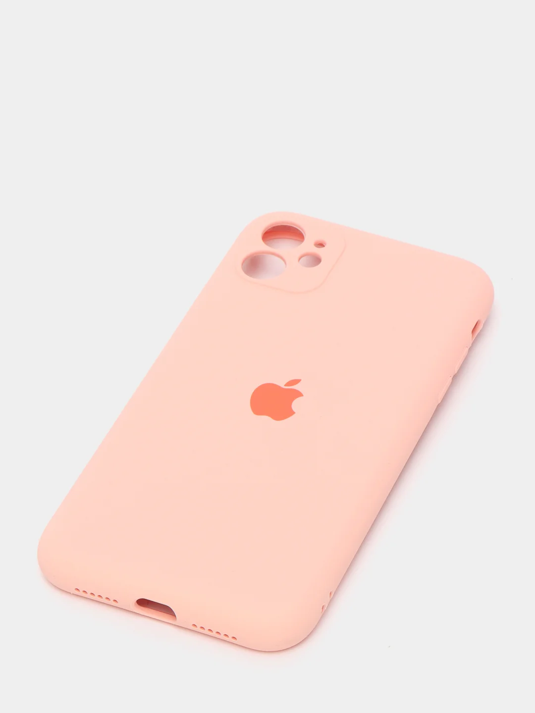 Розовый силиконовый чехол iPhone 11, Silicone Case, с закрытым низом и защитой камеры