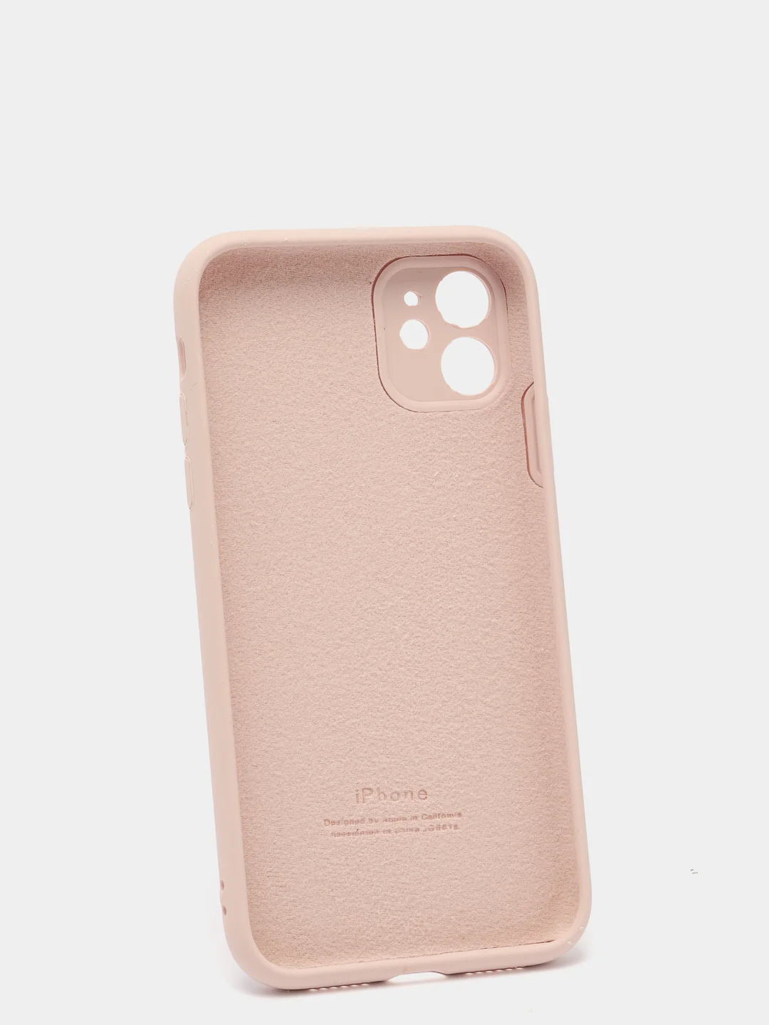 Пудровый силиконовый чехол iPhone 11, Silicone Case, с закрытым низом и защитой камеры