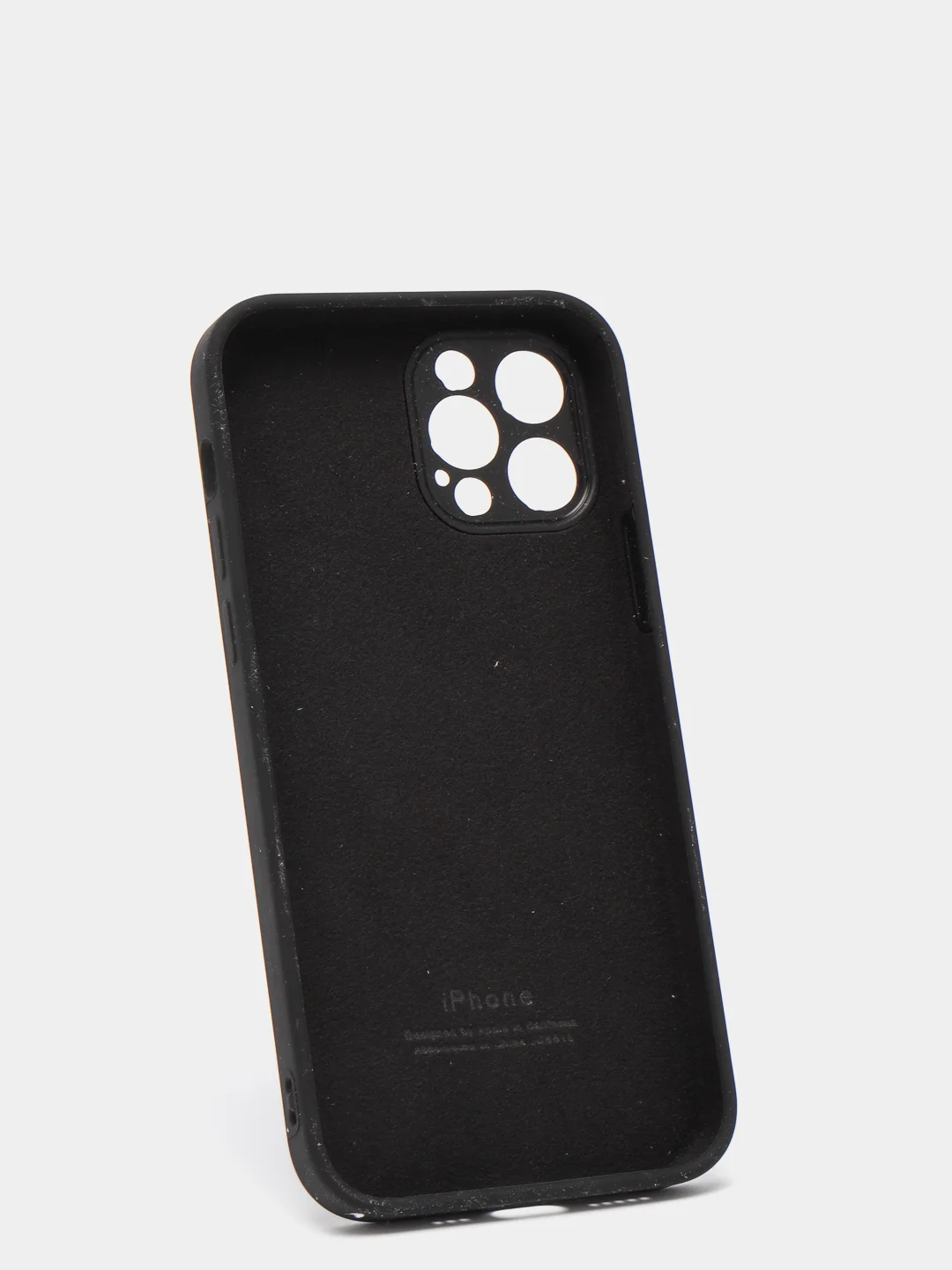 Черный силиконовый чехол iPhone 12 Pro, Silicone Case, с закрытым низом и защитой камеры