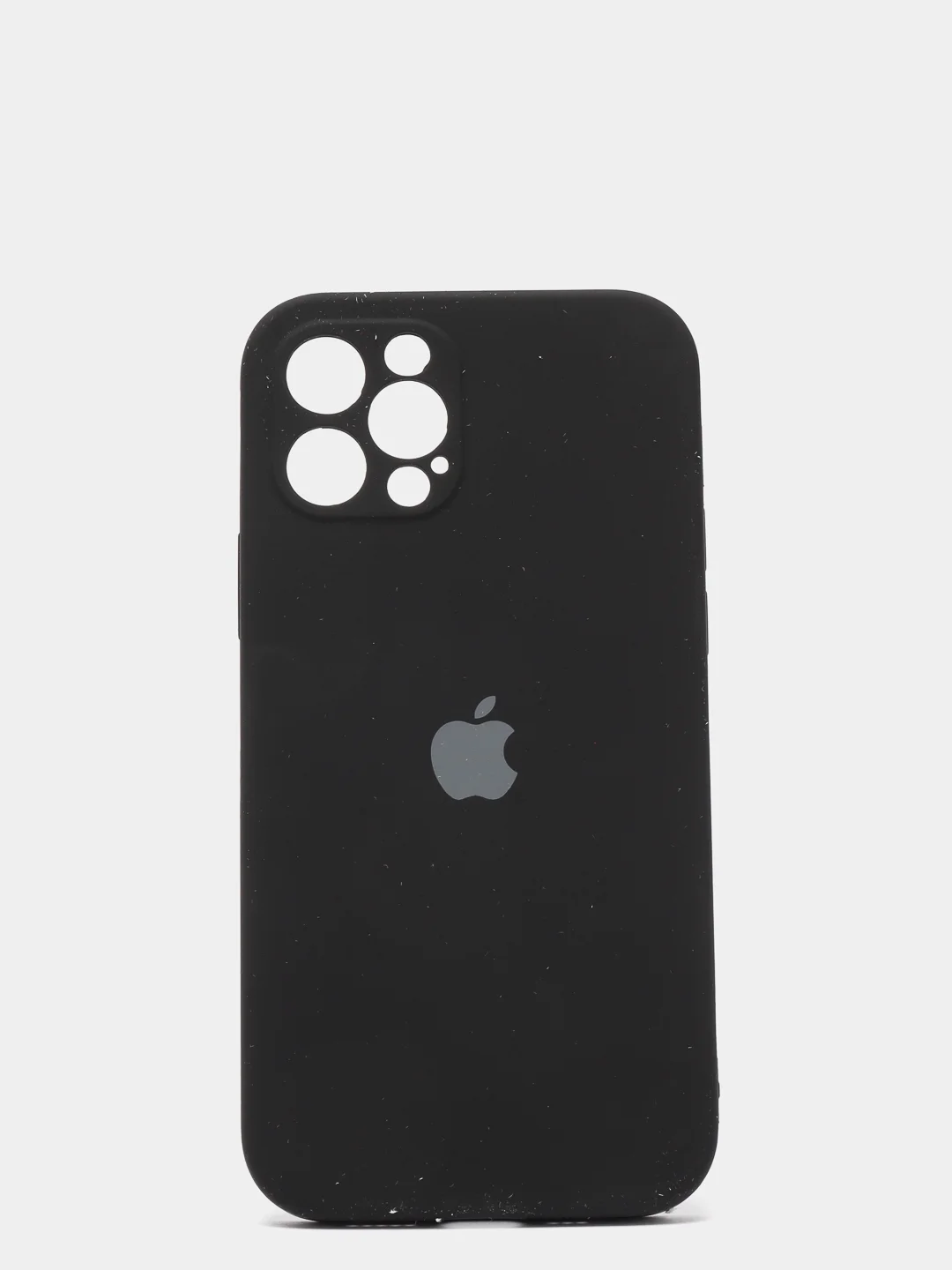 Черный силиконовый чехол iPhone 12 Pro, Silicone Case, с закрытым низом и защитой камеры