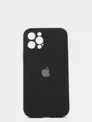 Черный силиконовый чехол iPhone 12 Pro, Silicone Case, с закрытым низом и защитой камеры