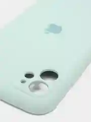 Бирюзовый силиконовый чехол iPhone 11, Silicone Case, с закрытым низом и защитой камеры