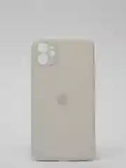 Белый силиконовый чехол iPhone 11, Silicone Case, с закрытым низом и защитой камеры
